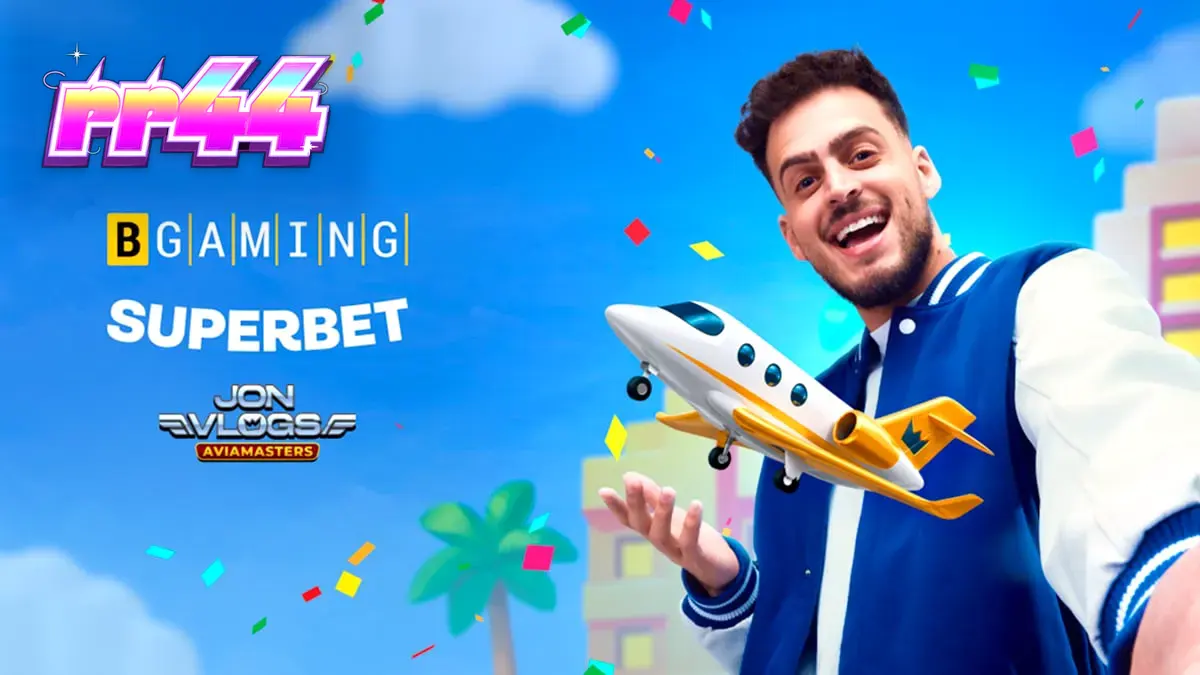 Tampilan visual game Jon Vlogs Aviamasters dengan latar belakang kota ikonik